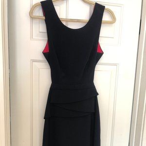 Navy Blue Midi Dress with Back Cutout - Size 6